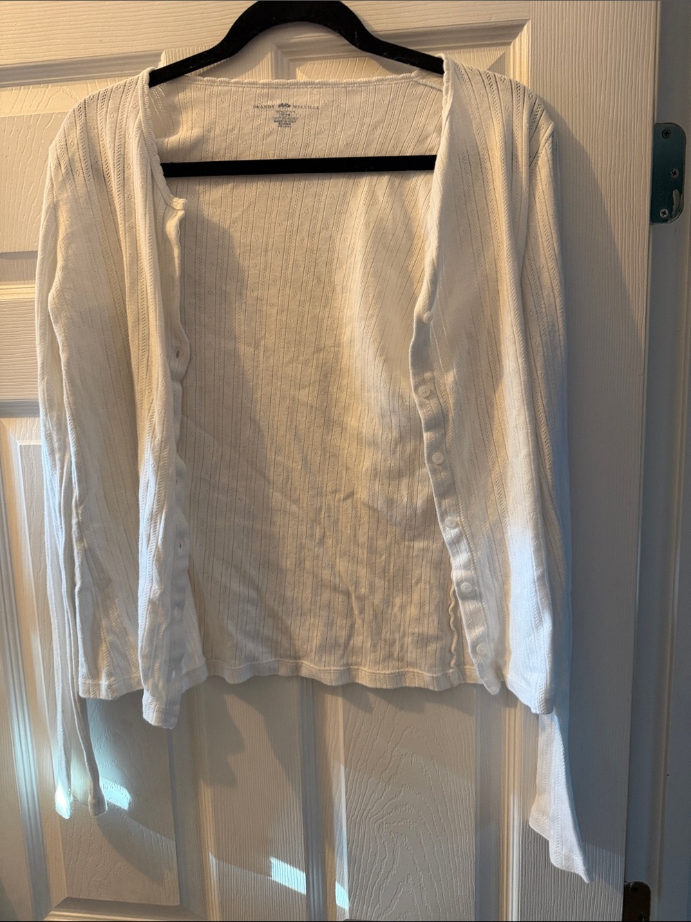 Brandy Melville White Ribbed Button Cardigan